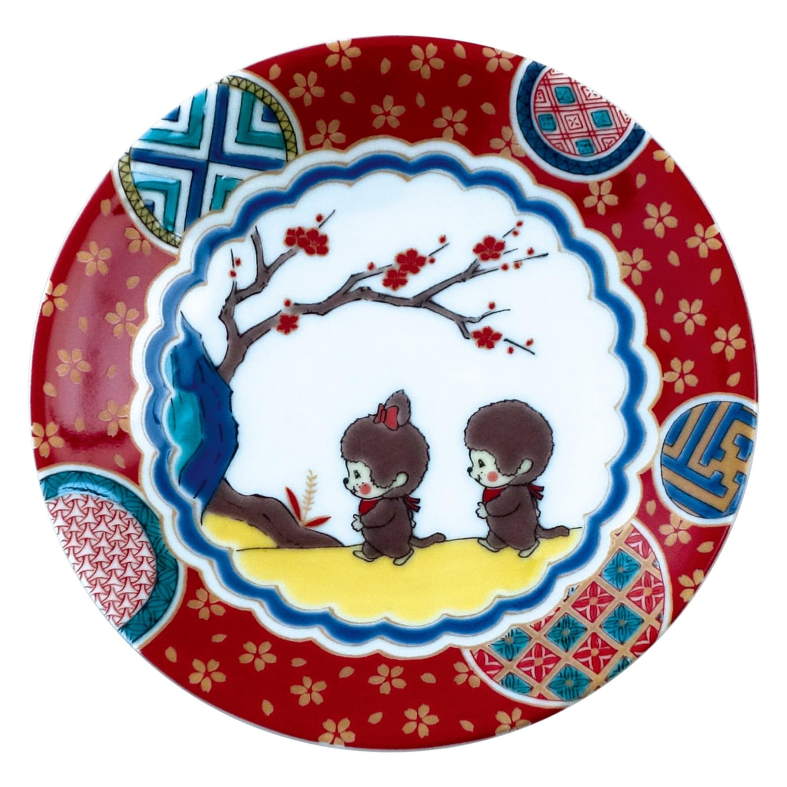 

Kutani Ware Small 12cm Gold and White Miscellaneous Made in Product Number 712112 Monchhichi Plate, Approx. Diameter, Shoza-Style Pattern,