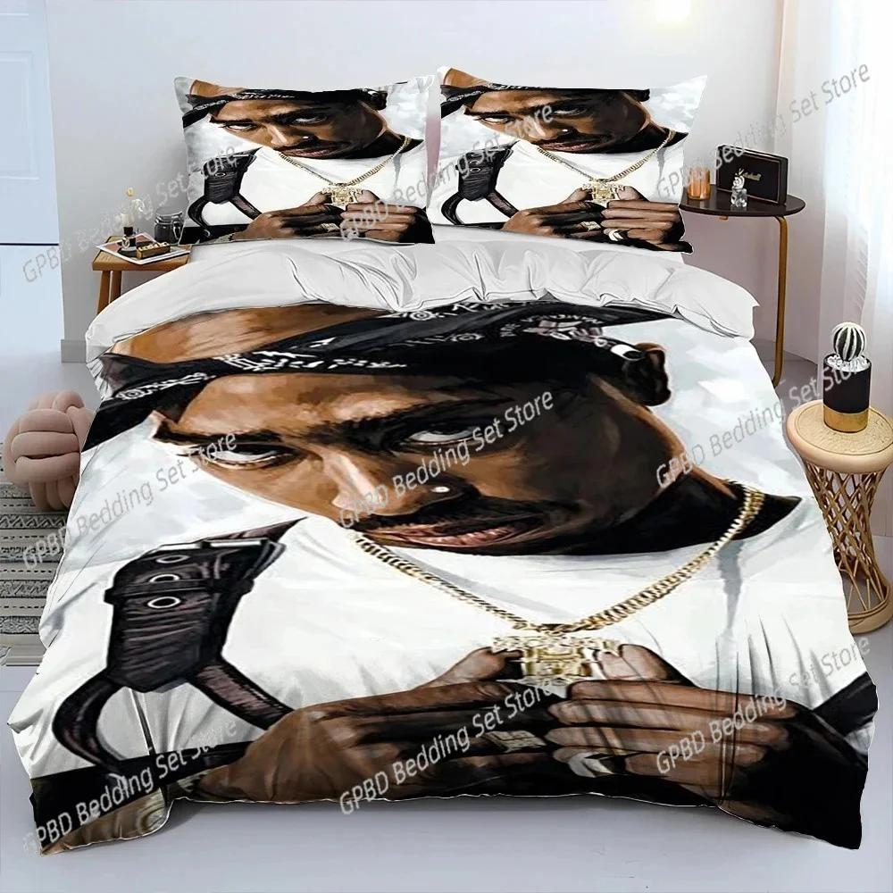 Set Biancheria da Letto Hip Hop Art Rapper Leggenda Stella Camera da Letto Morbido Copriletto Moderno Copripiumino Confortevole Coperta Trapuntata E Federa