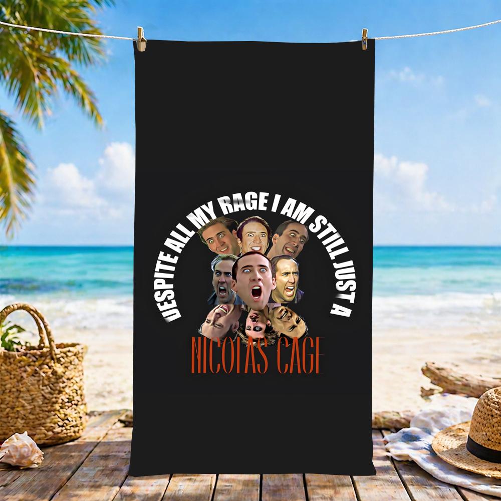 N-Nicolas Cage Towel Microfiber Beach Towel, Quick-Dry, Sand-Free, Ultra-Fine Fiber, Super Soft.