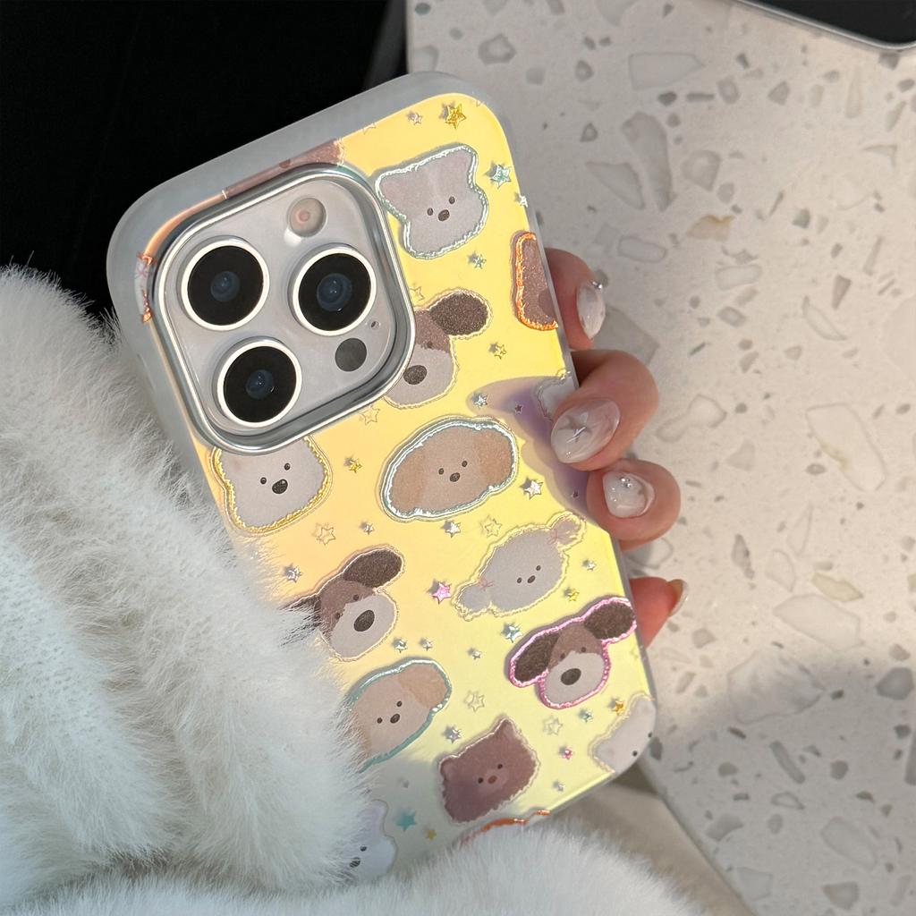 Gilt Puppy Head for IPhone17 Mobile Phone Case17Promax Laser16 Electroplating14 Fun