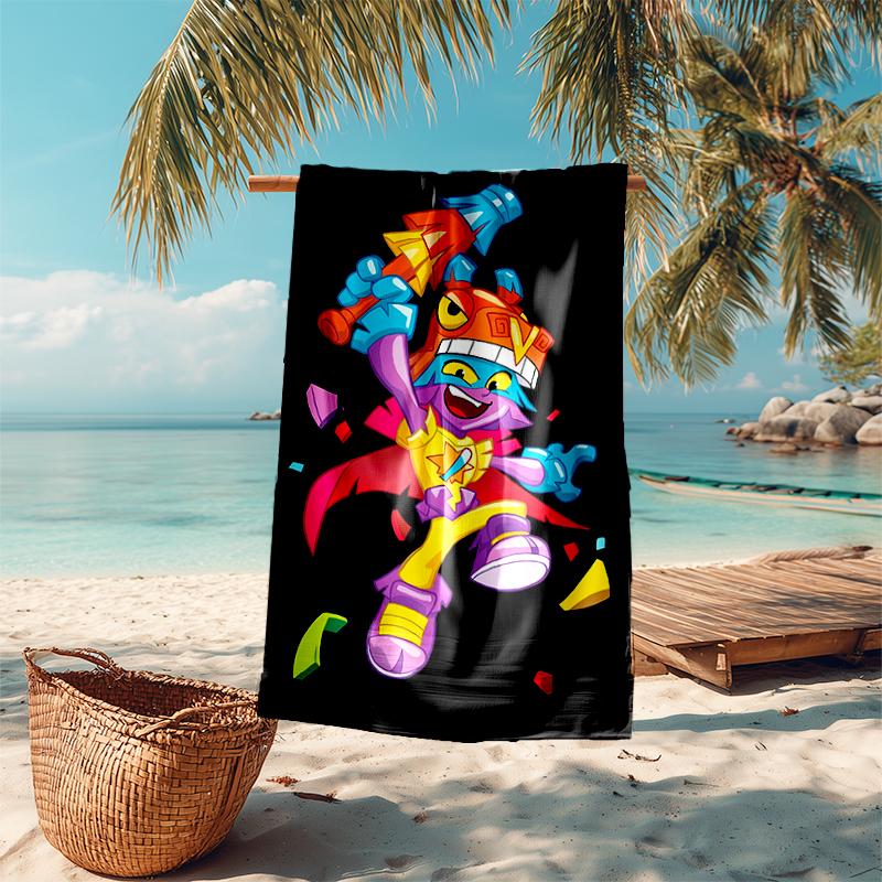 Beach Towel with Superthings3 Pattern - soft,absorbent,machine washable Lightweight&Modern,swimming,Travel Essentials
