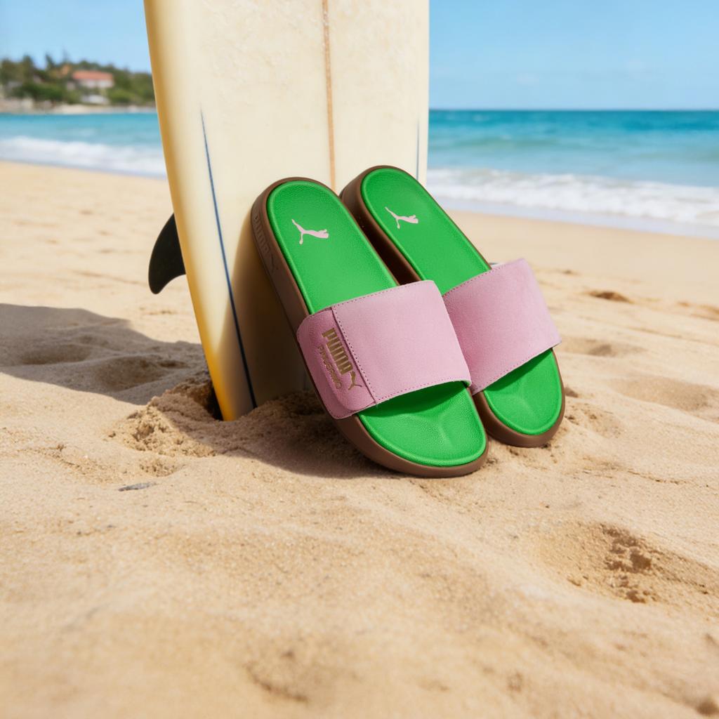Puma Leadcat 2.0 Lightweight Comfortable Anti-Friction Slide Sandals Unisex Sandals Pink Gold Green 399041-02