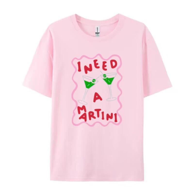 

Cute Y2k Martini Print T Shirt Egirl Grunge Streetwear Graphic Tees Oversized Aesthetic Cocktail Shirt Women Summer Fashion Tops 4XL