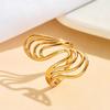 18K Gold Plated Geometric Curve Open Ring for Women - Stainless Steel, Personalized Ins Style