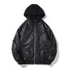 Men's Casual Hooded PU Leather Motorcycle Jacket