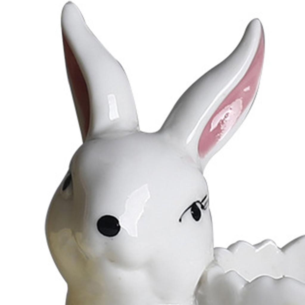 Easter Bunny Ceramic Egg Cup Ceramic Hand Painted Egg Stand Holder for Breakfast Home Holiday Decor White Rabbit