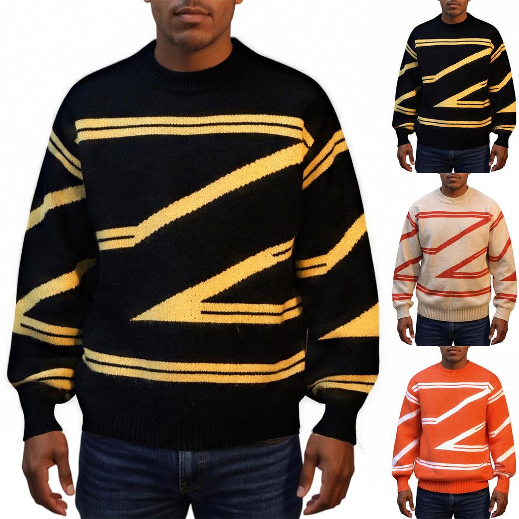 Men's  Fashion  Knitting  Pullover  Long Sleeves  Loose  Round Neck  Sweater