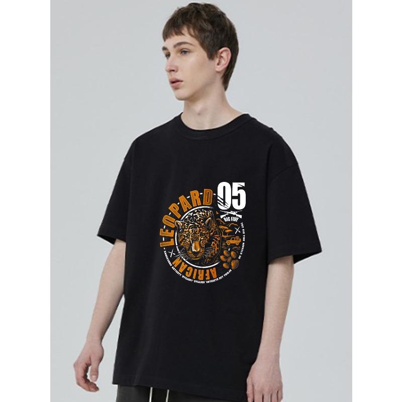 Black T Shirt Leopard African Big Five 05 Graphic Print Unisex Casual Streetwear Top For Men And Women Outdoor Adventure Wear