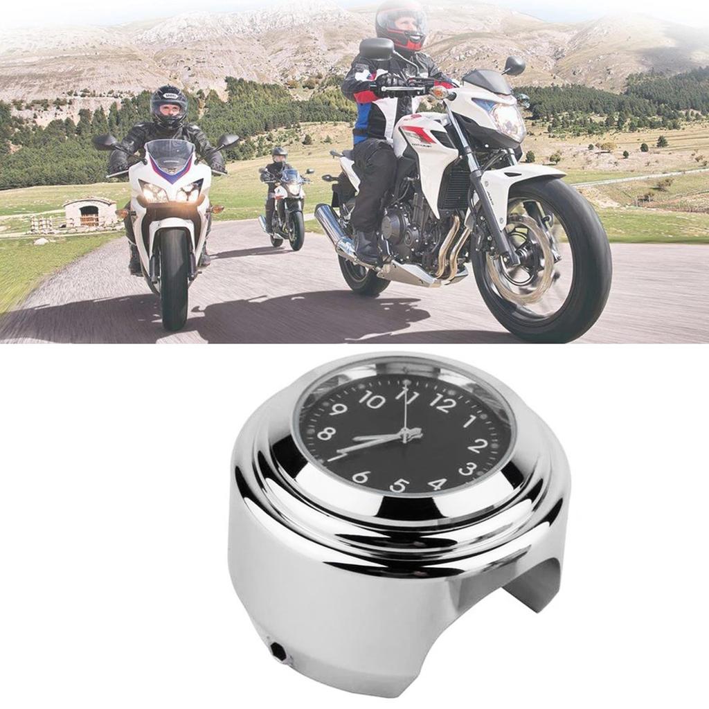 Motorcycle Handlebar Clock Chrome Plating Precise Time Waterproof Aluminium Alloy Handlebar Mount