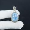 Blue Triplet Opal Gemstone Silver Pendant in 925 Sterling Silver - Handmade Oval Design, Everyday Wear Jewelry Mother Day Gifts