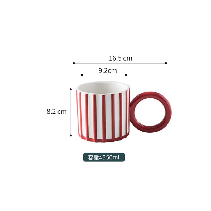 Taza de Cerámica Minimalista con Rayas y Asa Grande para Café Desayuno Leche Taza Exquisita para Té de la Tarde Tazas de Té de Flores Regalos de Cumpleaños