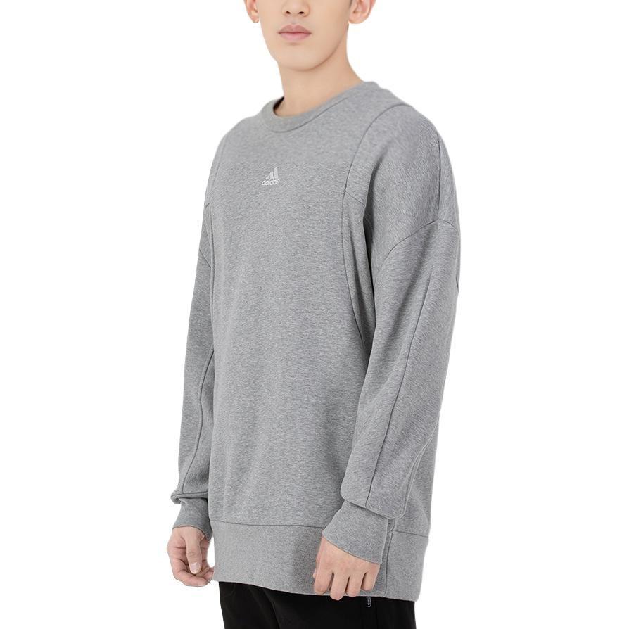 adidas M Internal Crew Fleece Lined Crew Neck Long Sleeved Pullover Sweatshirt Men's Gray HB6560