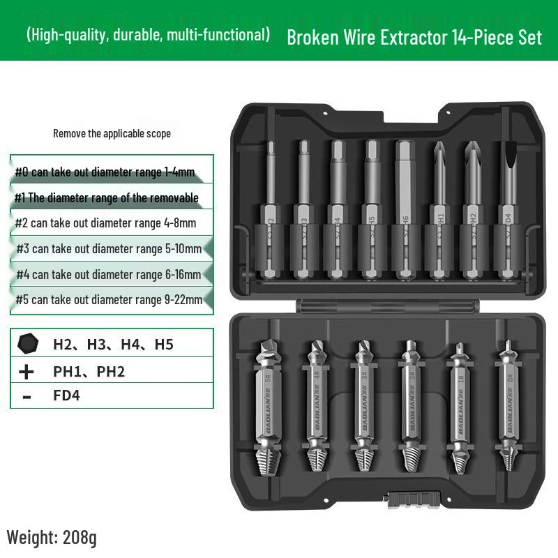 Broken Wire & Screw Extractor - Reverse Thread Stripped Head Remover & Rust Disassembly Tool