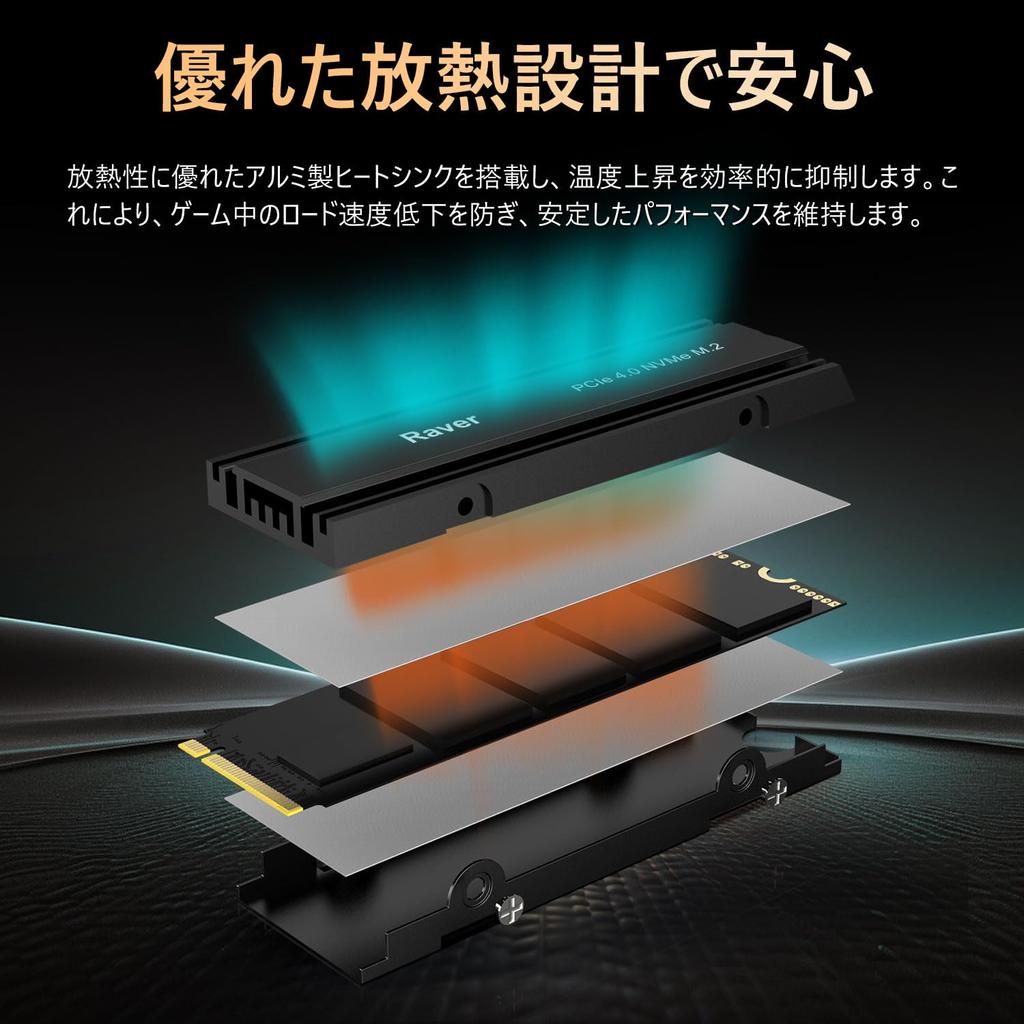 Dysk SSD Raver 4TB PCIe Gen4x4 NVMe 2280 z radiatorem 3D NAND TLC PS5 Działanie potwierdzone RE4 Produkt autoryzowanego dystrybutora 5 lat gwarancji wbudowany M.2