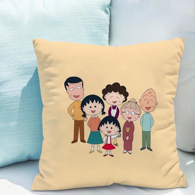 Chibi Maruko-chan Pillowcase Cushion Cover x Ornamental Pillows for Living Room Fall Decor Pillow Hugs Lounge Chairs Covers