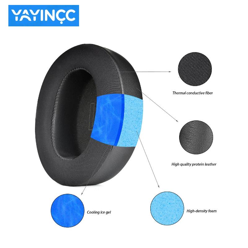 Replacement Cooling-Gel /Softer Protein Leather Memory Foam Earpads for Anker Soundcore Life Q10 Gaming Headphones