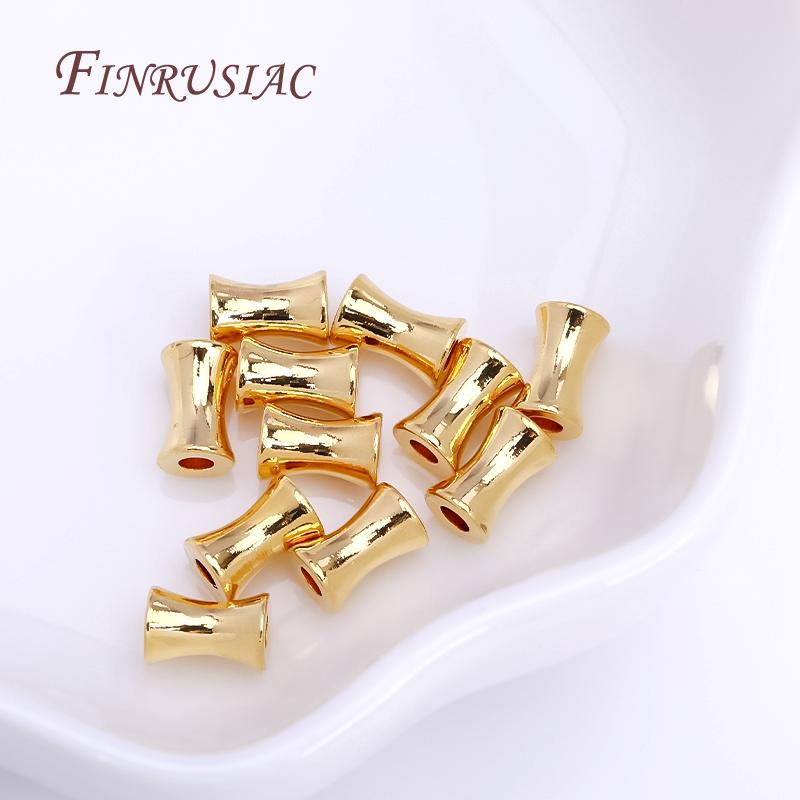 18K Real Gold Plated Tube Spacer Beads,Beading Beads,Cut Corrugated Beads For Needlework DIY Bracelets Necklace Making