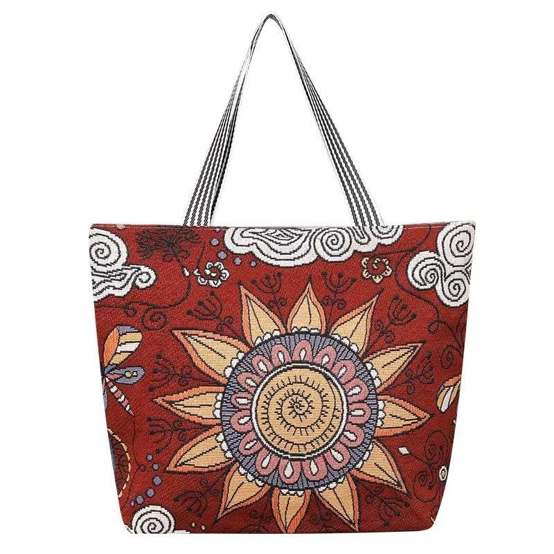 Bolsos de hombro de viaje para mujer, bolsos de lona de gran capacidad, bolsos vintage informales