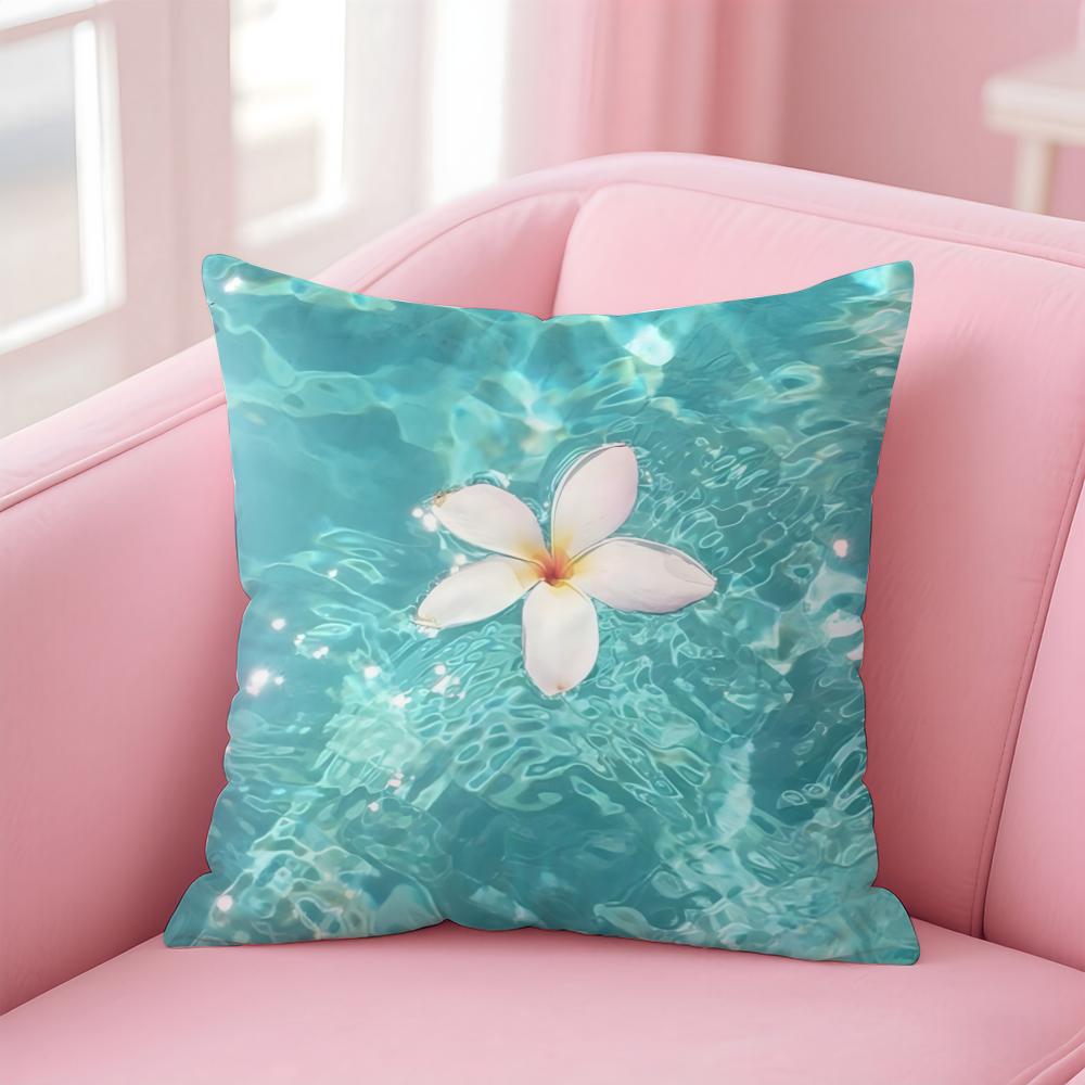 Blue Green Ocean Print Pattern Cushion Cover Pillow Case Soft Skin Friendly Fabric  Concealed Zipper