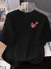Women's Sweet Heart Graphic Tee, Casual Round Neck Short Sleeve Shirt, Soft All-Match Top for Daily Wear and Leisure Occasions