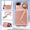 Per iPhone 6/6s/6Plus/7/8,7Plus/8Plus,iPhone SE (2020/2022) Tracolla Corda Anello Staffa Design Porta Carte Slot Copertura con Texture Litchi Custodia per Telefono