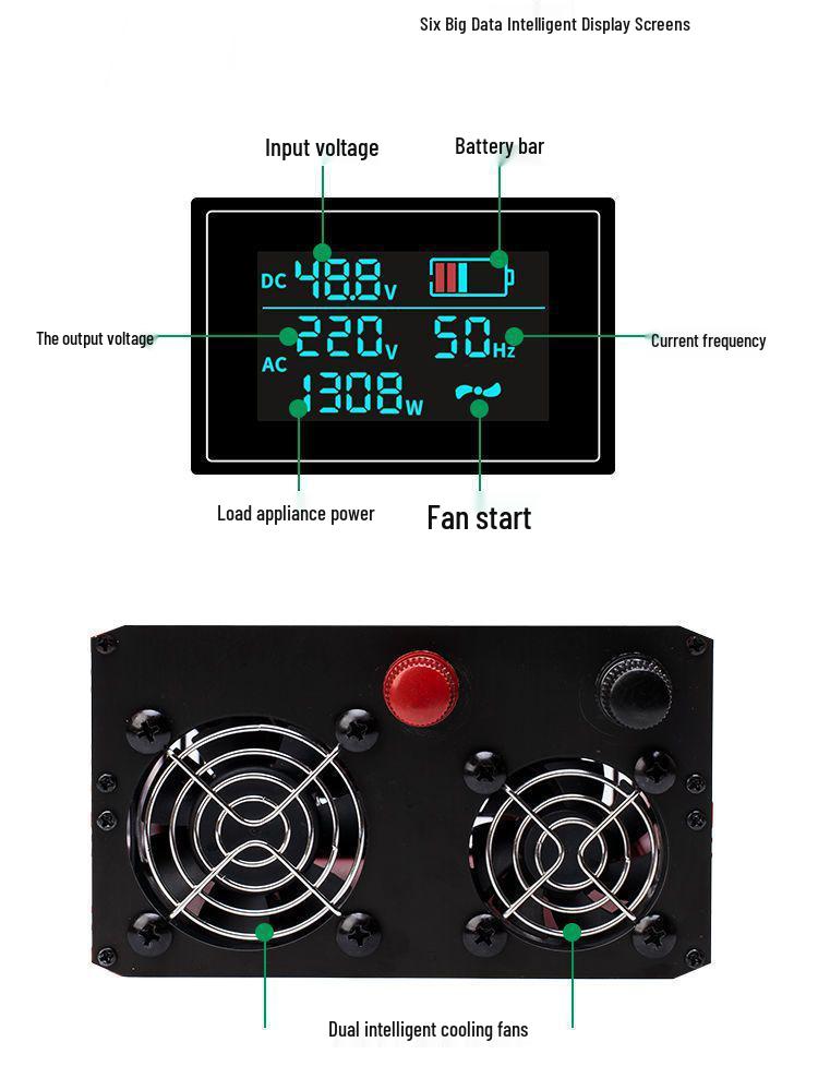 High Power Pure Sine Wave Inverter: 12V/24V Truck To 220V Electric Vehicle, 48V/60V Battery for Home or Car Use.