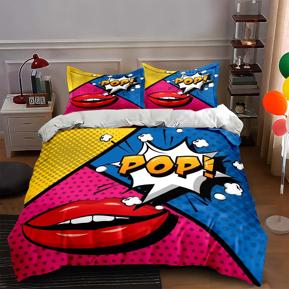 

Comic-inspired design Bedding Duvet cover sets Duvet covers Pillowcases gifts (1 * Duvet Cover 2 * Pillowcases, without duvet insert) 135x200cm