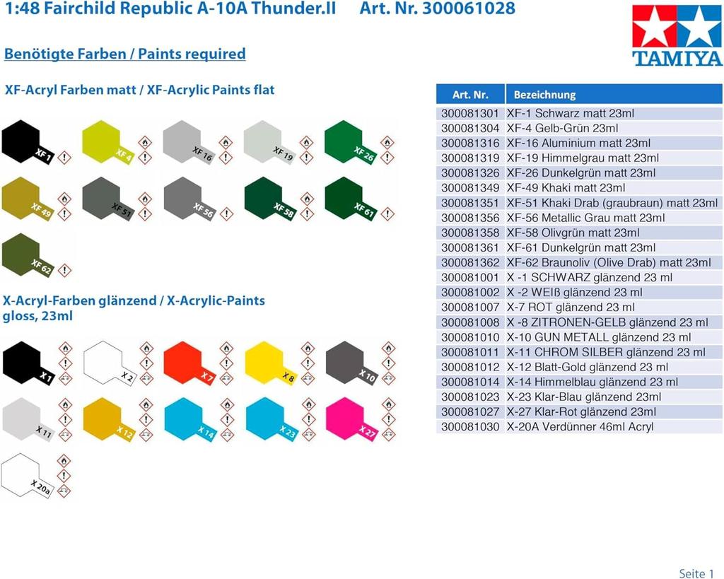 Tamiya Masterpiece Series US Air Force Fairchild Republic Thunderbolt II Plastikmodell 61028 1/48 Nr. 28 A-10A