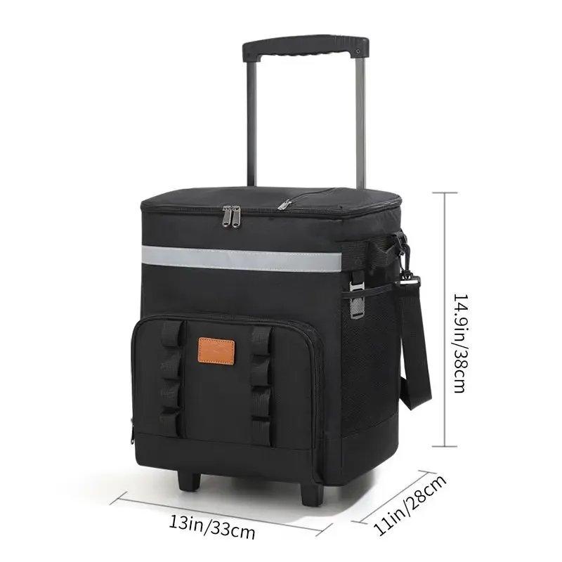 Borsa termica morbida a tenuta stagna da 35L con ruote, grande capacità, borsa termica isolata per picnic, campeggio, spiaggia, consegna, multiuso