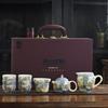 The whole set of jade tea set, household hoverable cover bowl set, gift box, kung fu tea set, business gift set, souvenir gift