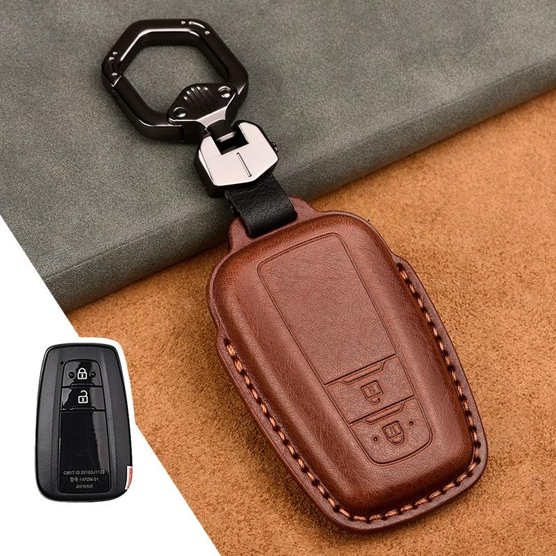 Echtes Leder Auto Fernbedienung Schlüsselanhänger Hülle Für Toyota Camry Prius Corolla C-HR CHR RAV4 Avalon Land Cruiser Prado