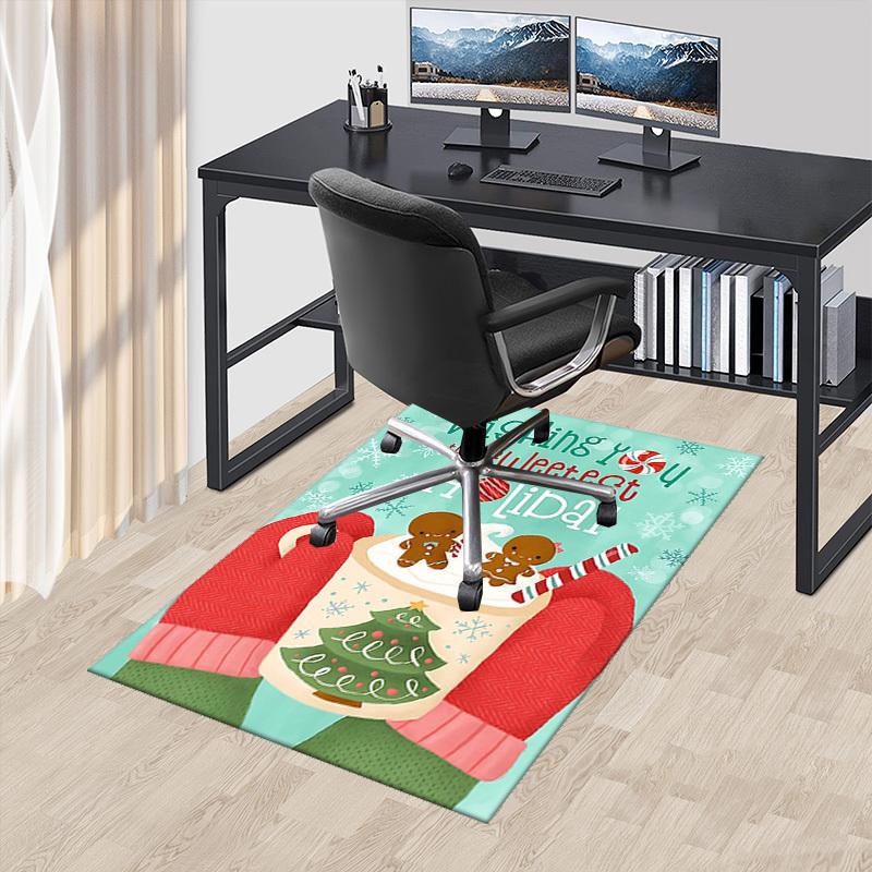 

Christmas Sweetest Holiday Gingerbread Man Candy Cane Chair Mat Anti-Slip Carpet Anime Cartoon Design Office Home Decor Living Room Bedroom Game Room 60cm by 90cm