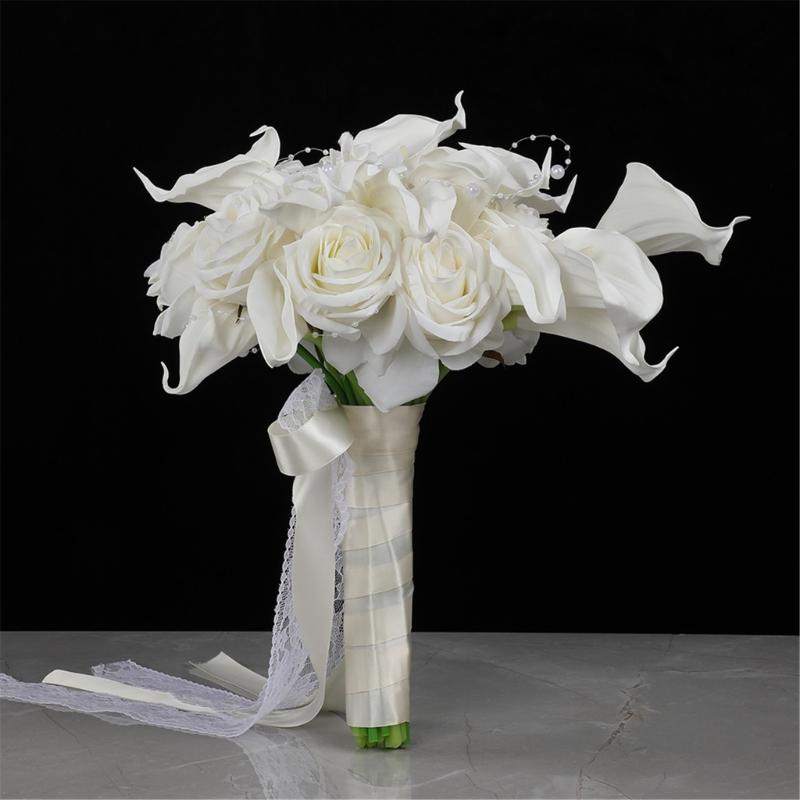 Long Time Faux Rose And Calla Lilies Handheld Bouquets For Weddings Event Home Display Wedding Centerpieces Bouquets