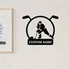 Personalized Hockey Silhouette Metal Sign Custom Nameplate Family Surname Iron Wall Decor Hot Sale