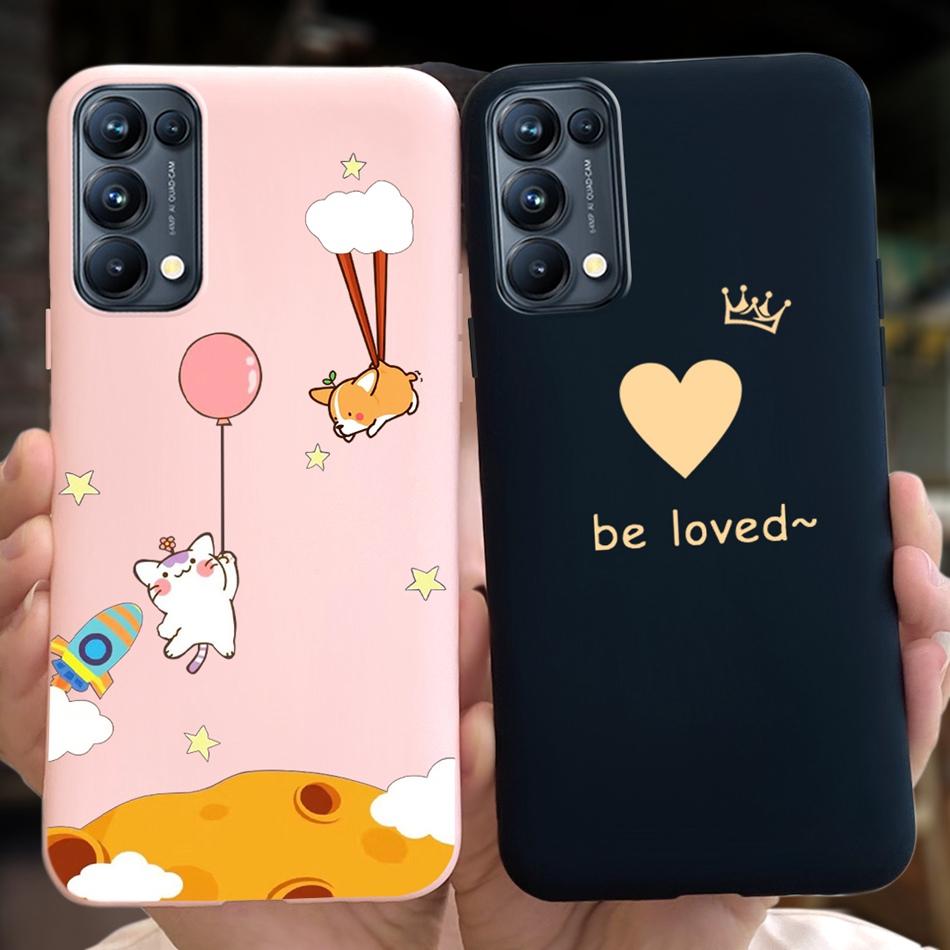 For OPPO Reno5 Pro 5G 4G Reno5 Phone Case Reno 5 5Pro CPH2201 CPH2145 Cute Cat Cartoon Candy Color Soft Silicone TPU Back Cover