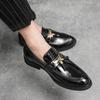 Korea Fashion Men'S Loafers Business Formal Leather Shoes Black School Shoes For Men XRS-9866
