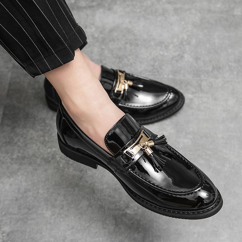 Korea Fashion Men'S Loafers Business Formal Leather Shoes Black School Shoes For Men XRS-9866