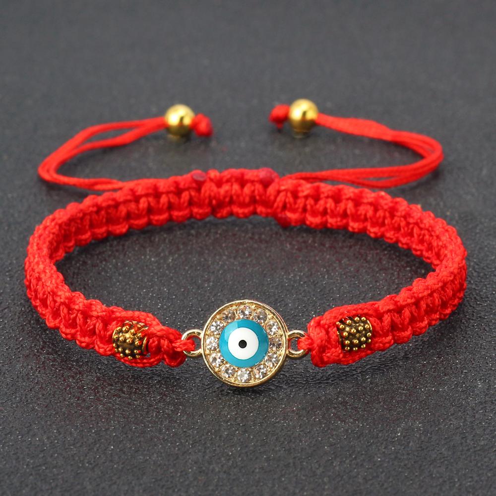 Women Crystal Blue Evil Eye Braided Bracelet Turkish Healing Yoga Couple Bracelet&Bangles Chain Pulsera Jewelry Gift