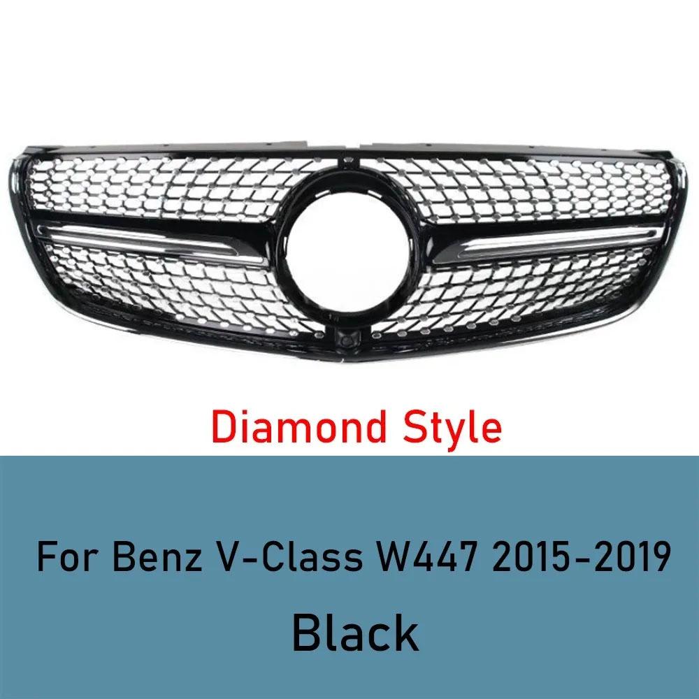 Für Mercedes V-Klasse W447 W448 2015-2019 V250 V260 Sport Kühlergrill Gitter Glänzend Schwarz ABS Stoßstangengrill Autozubehör