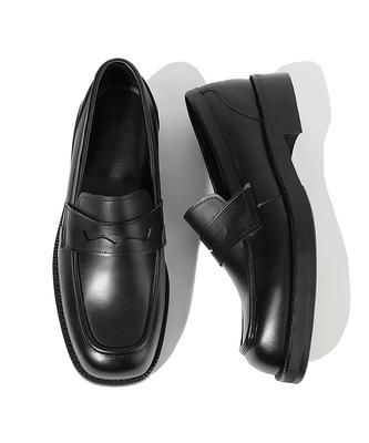 Firenze Atelier Voluminous Square Line Simple U-Tip Penny Loafer 8500 [Black Fg]