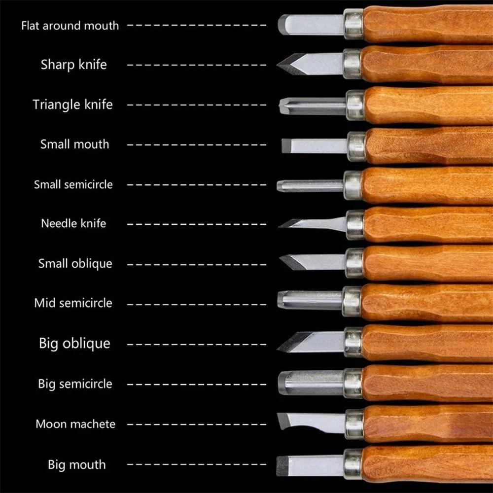 12pcs Woodcarving Tools Set Chisel Knife Engraving Kit for Beginners DIY Woodworking Crafting Hand Tools