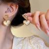 Flower Simulation Pearl Heart Drop Earrings Hollow Out Retro Women Wedding Jewelry Accessories