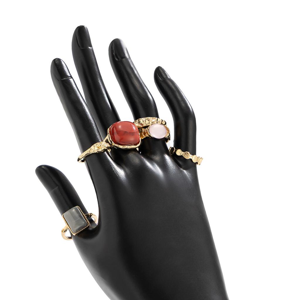 Geometric Adjustable Ethnic Open Ring Set Fashion Jewelry Aesthetic Retro Vintage Punk Gold Color Knuckle Joint Rings Irregular Accessories
