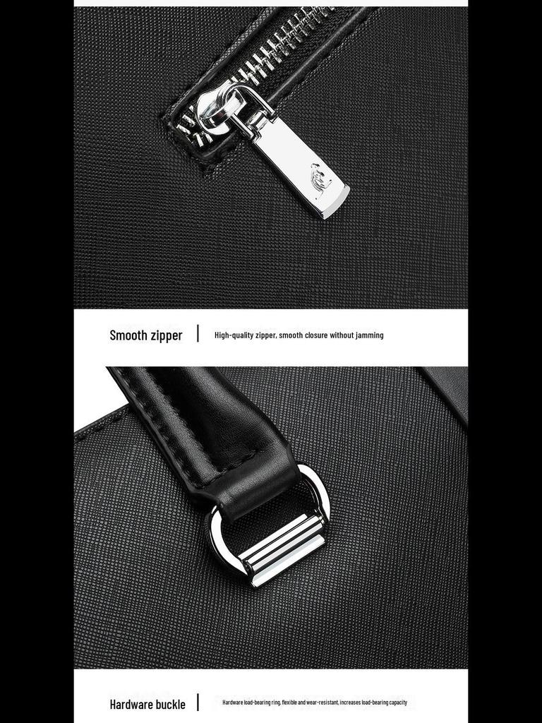 Men's Large Capacity Business Briefcase and Shoulder Messenger Bag