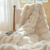 Faux Rabbit Fur Throw Blanket, Super Heavy Warm Cozy Blankets for Couch Bed Sofa, Bubble Plush Fuzzy Elegant Soft Reversible Mink Blanket