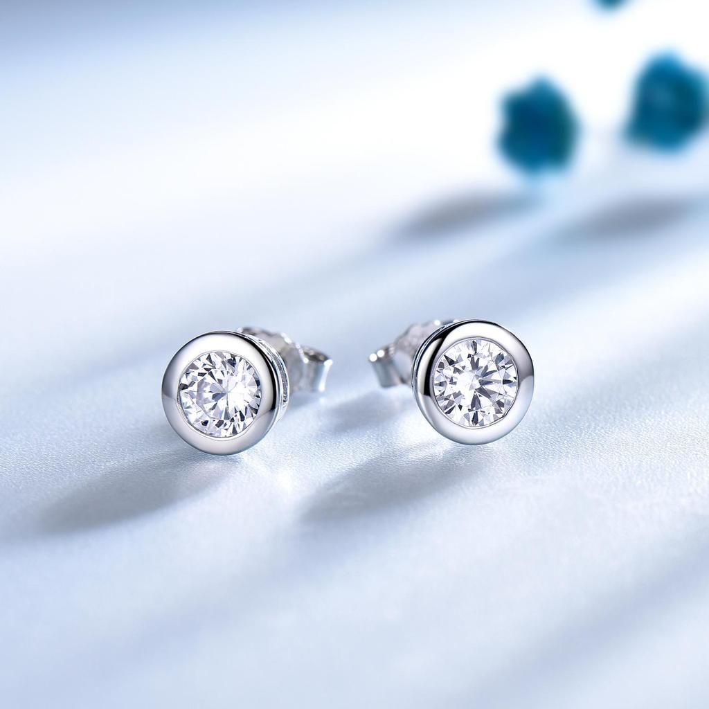 Boucles d'oreilles rondes multicolores en moissanite de 6 mm, en argent sterling 925 et zircone cubique.