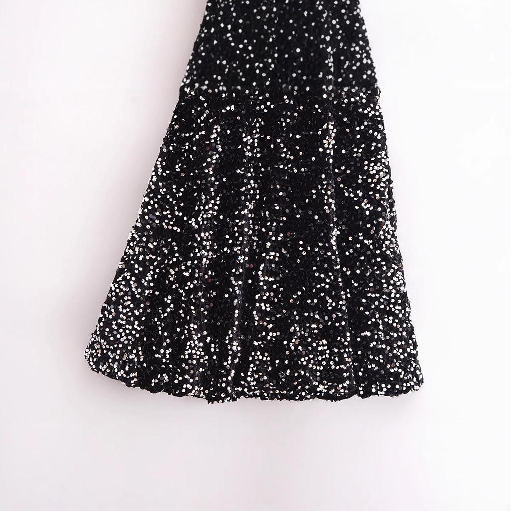 Women's 2024 Winter European & American Style Sequin Balloon Dress