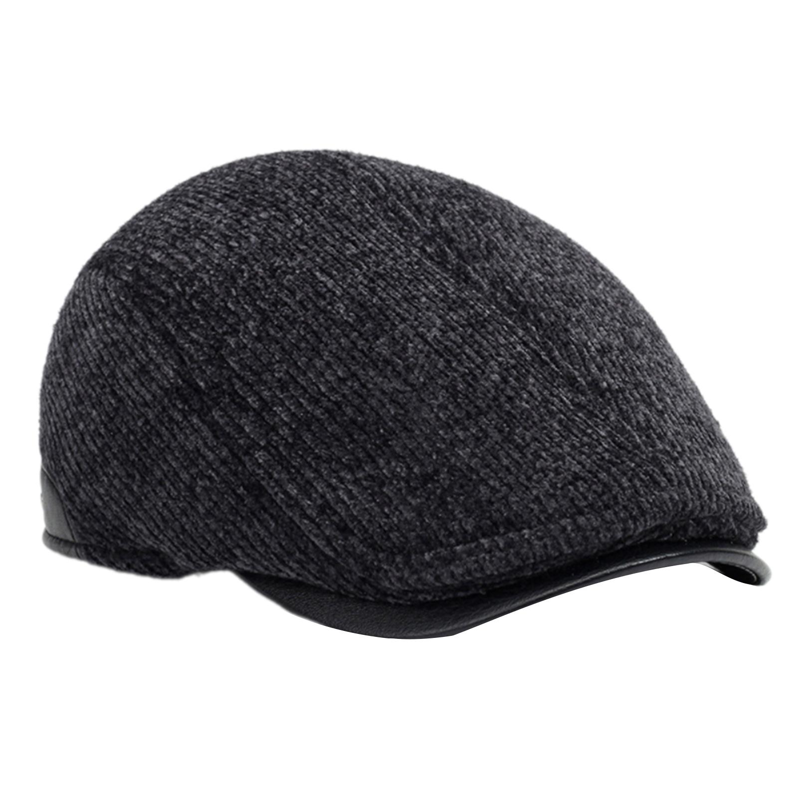 

Men s Soft Wool Beret Hat with Ear Muff British Beret Hat Winter Warm Hat for Outdoor Activity Fashion Headwear серый