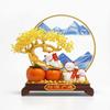 Prosperous Fortunate Cat Decor with Gold Frame Traditional