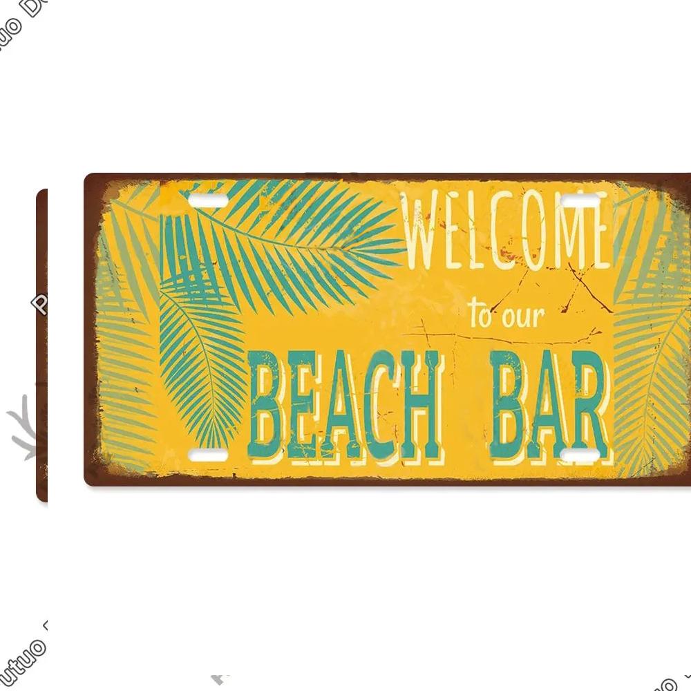 Summer Beach Retro Tin Sign Licenses Plate Plaque Metal Vintage Poster for Pub Bar Surf